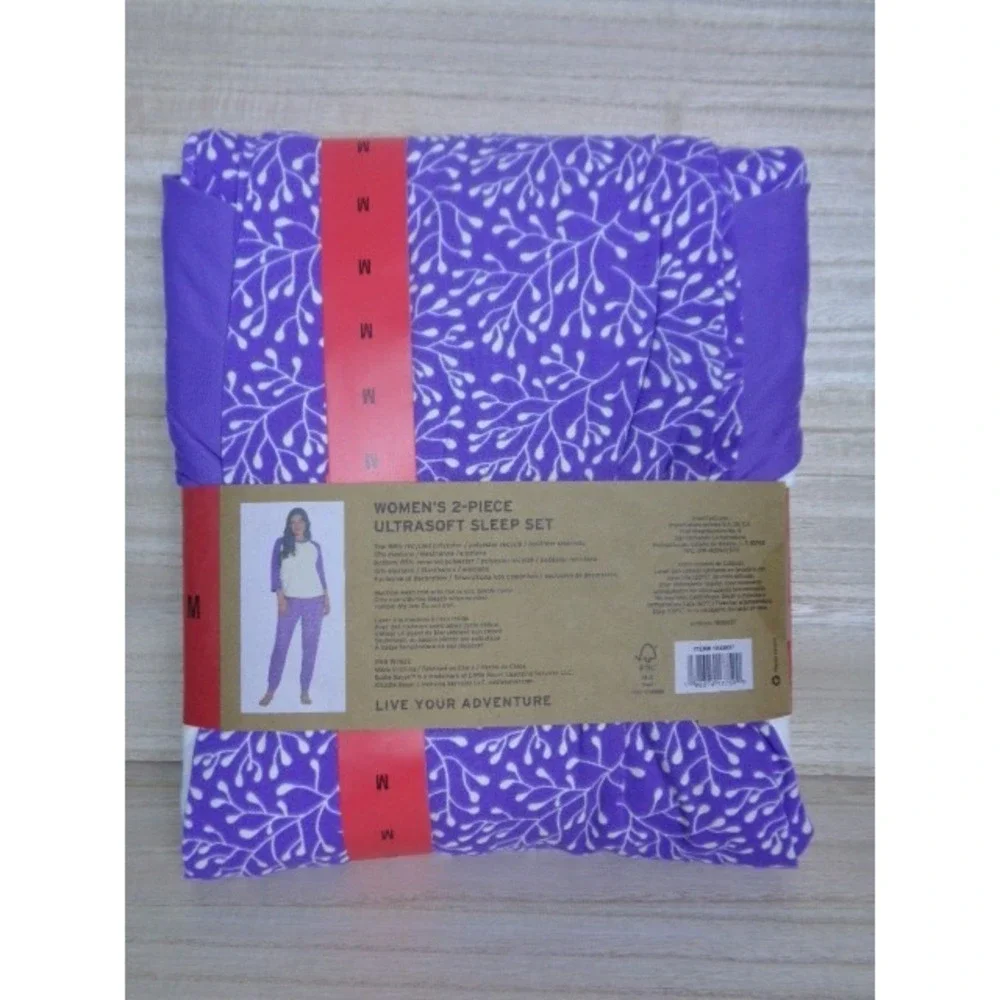 Eddie Bauer PJs 2-piece Set Medium Ultrasoft Pajama Sleep Set Purple/White‎